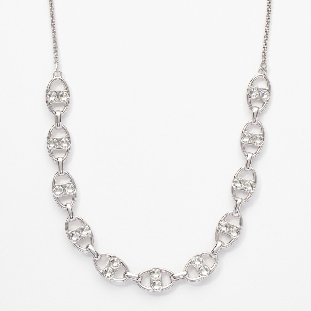 Touchstone Crystal by Swarovski GAZE rhodium pkated necklace white crystals BNIB